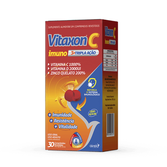 Vitaxon Comprimidos Tripla Ação Imuno Fortalecimento Imunológico Airela Vitamina C - 30 Comprimidos - Macrofarma
