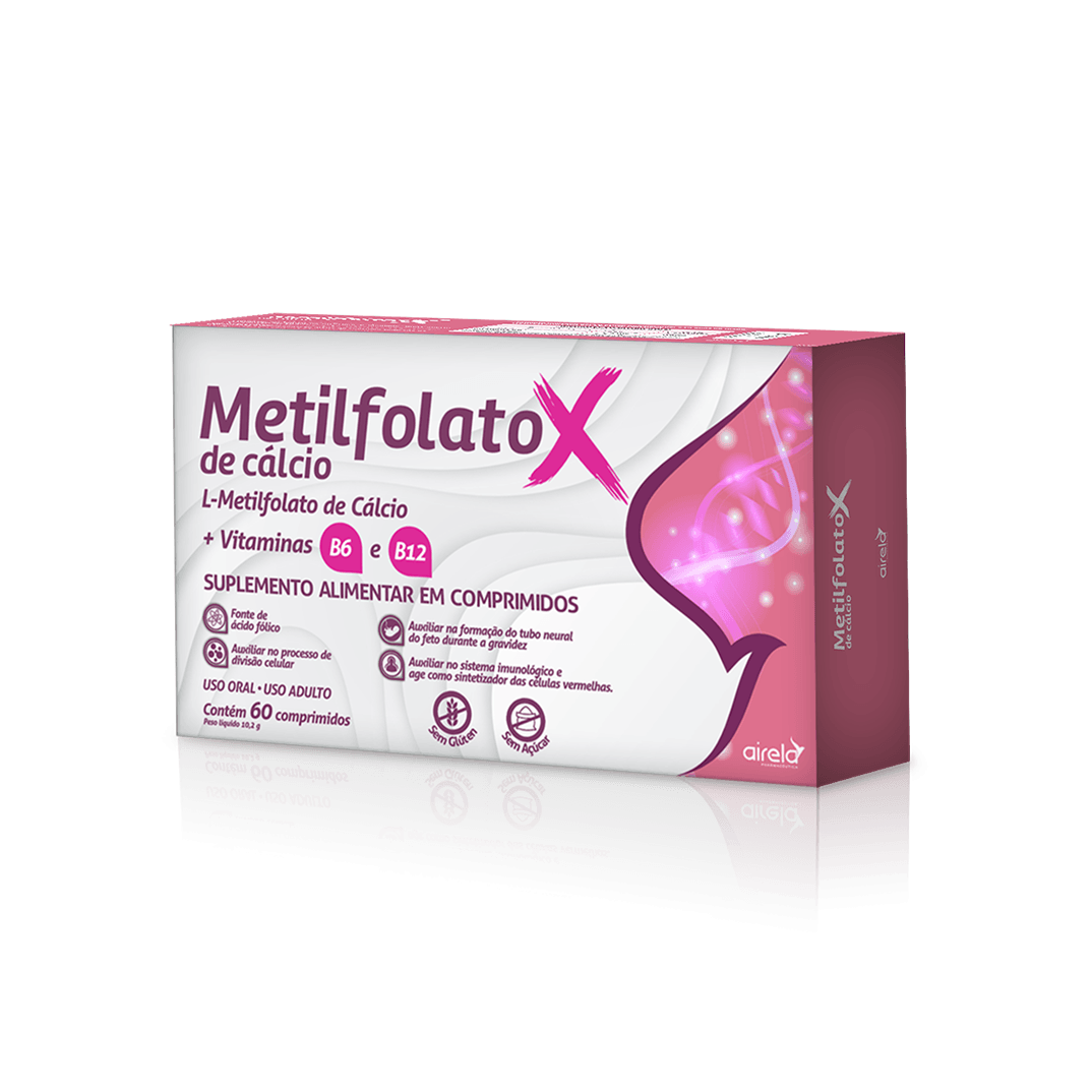 Metilfolato Comprimidos Saúde da Mulher Airela Ácido Fólico - 60 Comprimidos - Macrofarma