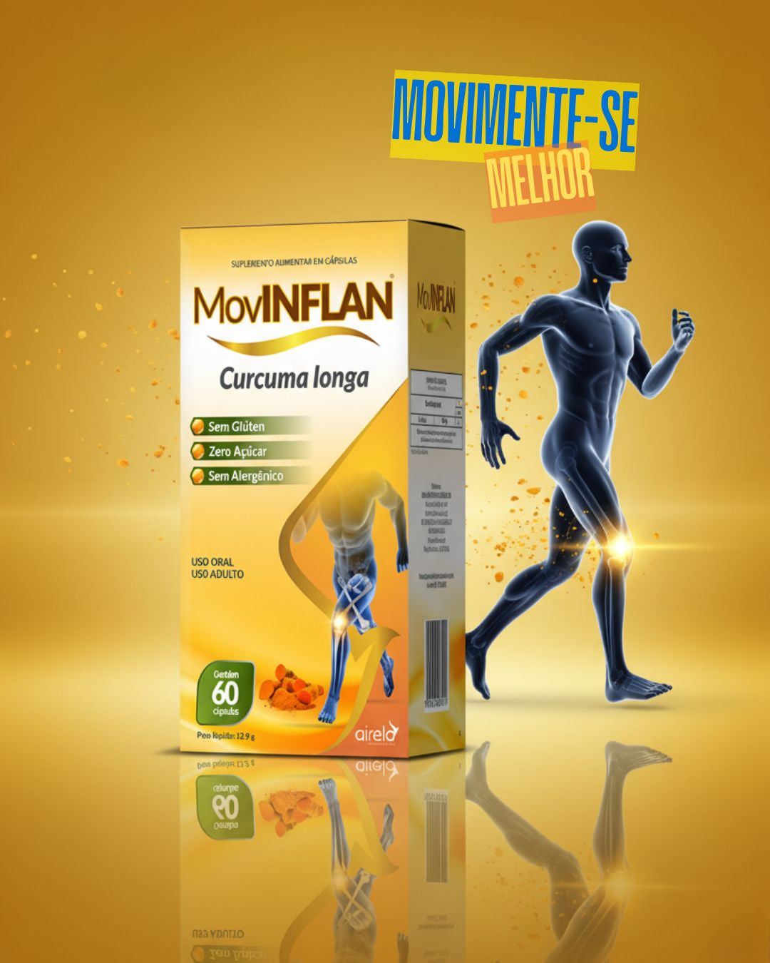 Movinflan Cápsulas Saúde Articular Airela Cúrcuma - 60 Cápsulas