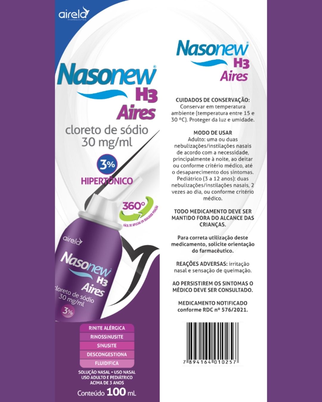 Nasonew Solução H3 Aires Desobstrução Nasal Airela Hipertônica - 100ml