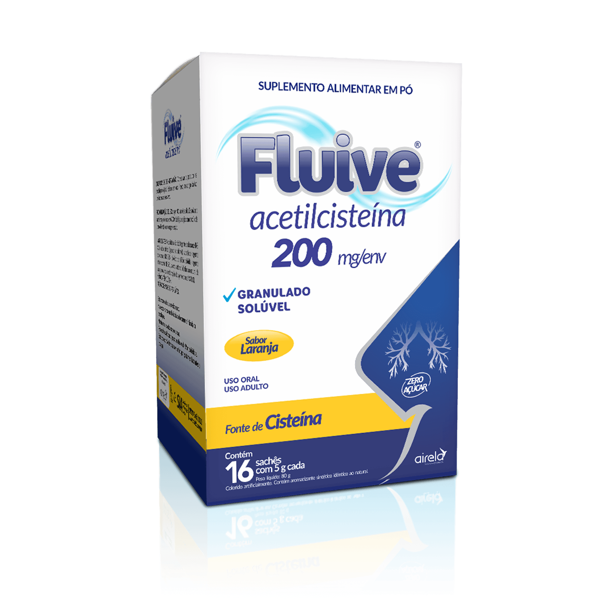 Fluive Sachês Saúde Respiratória Airela Acetilcisteína - 16 Envelopes 200mg - Macrofarma