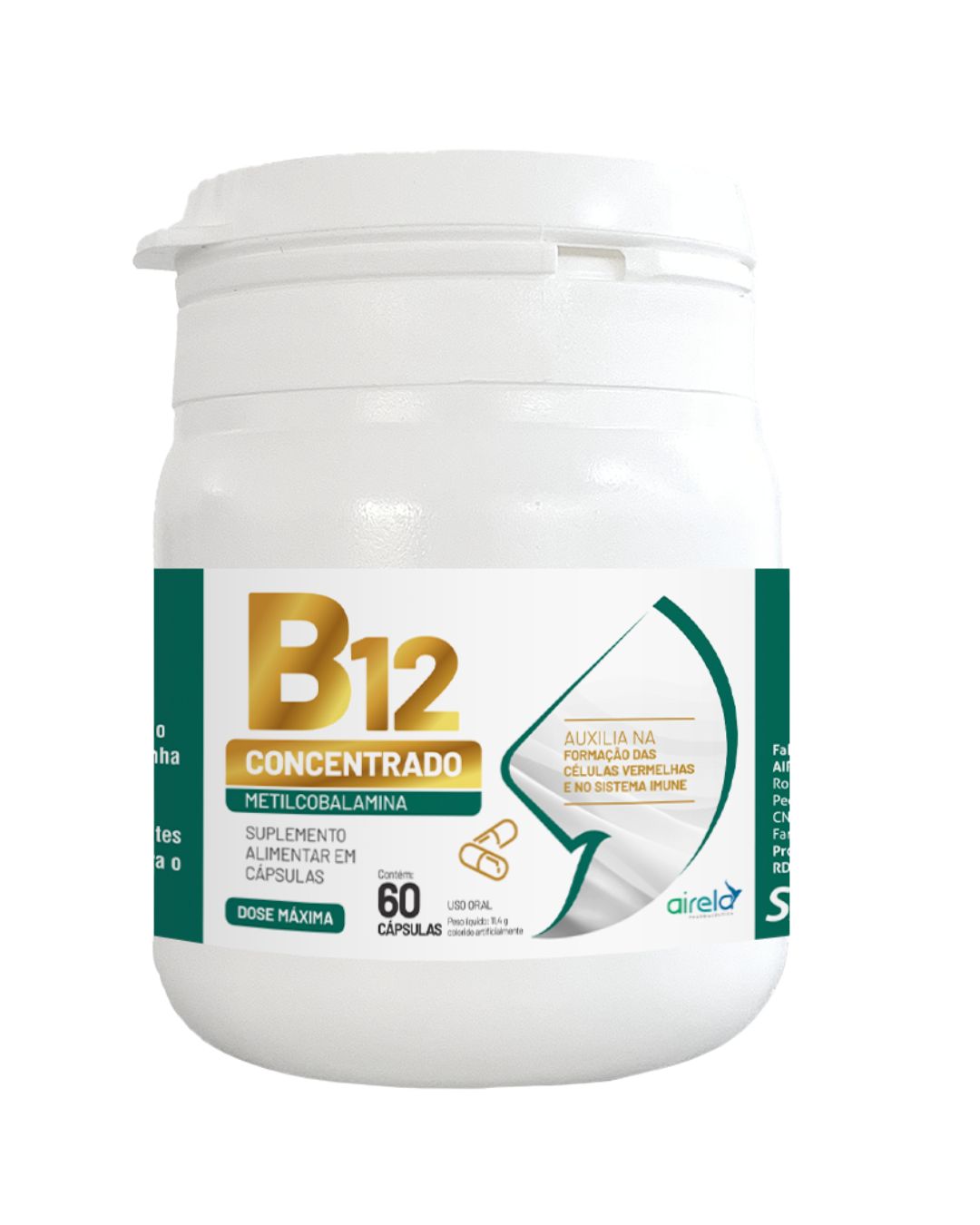 B12 Comprimidos Energia & Metabolismo Airela Metilcobalamina - 60 Comprimidos