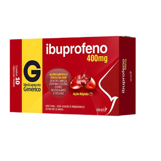 Ibuprofeno Medicamento Alívio da Dor Airela Anti-inflamatório - 10 Cápsulas - Macrofarma