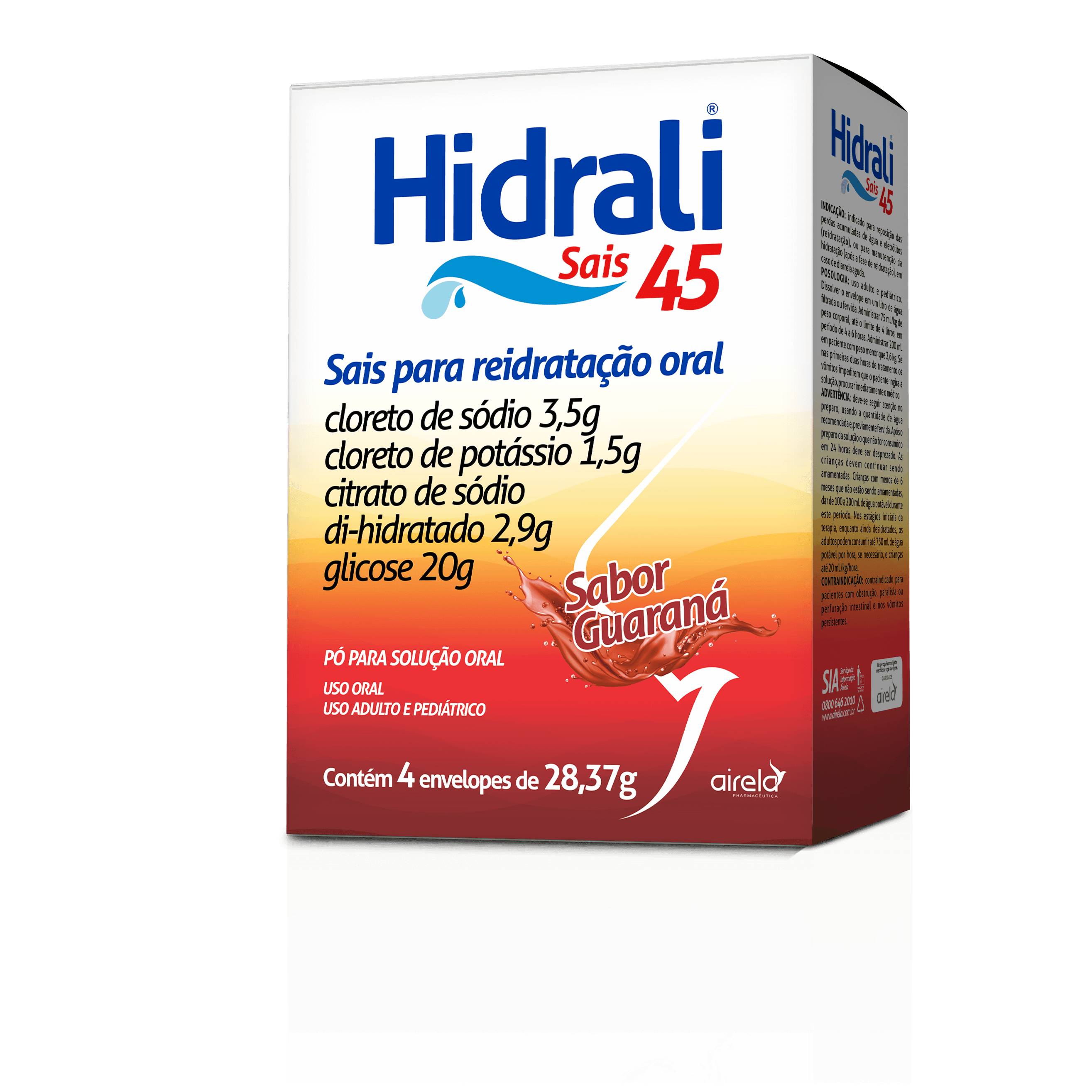 Hidrali Sachês Guaraná Reposição Hidroeletrolítica Airela Reidratante - 4 Envelopes - Macrofarma