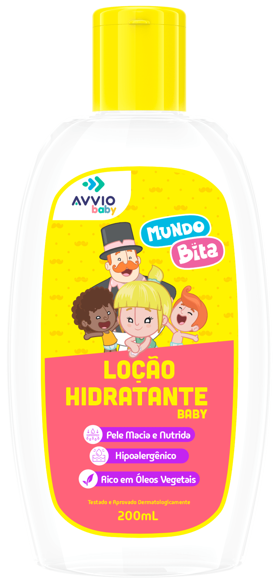 Loção Hidratante Baby Mundo Bita Hidratação Suave AVVIO Cuidado Infantil - 200ml - Macrofarma