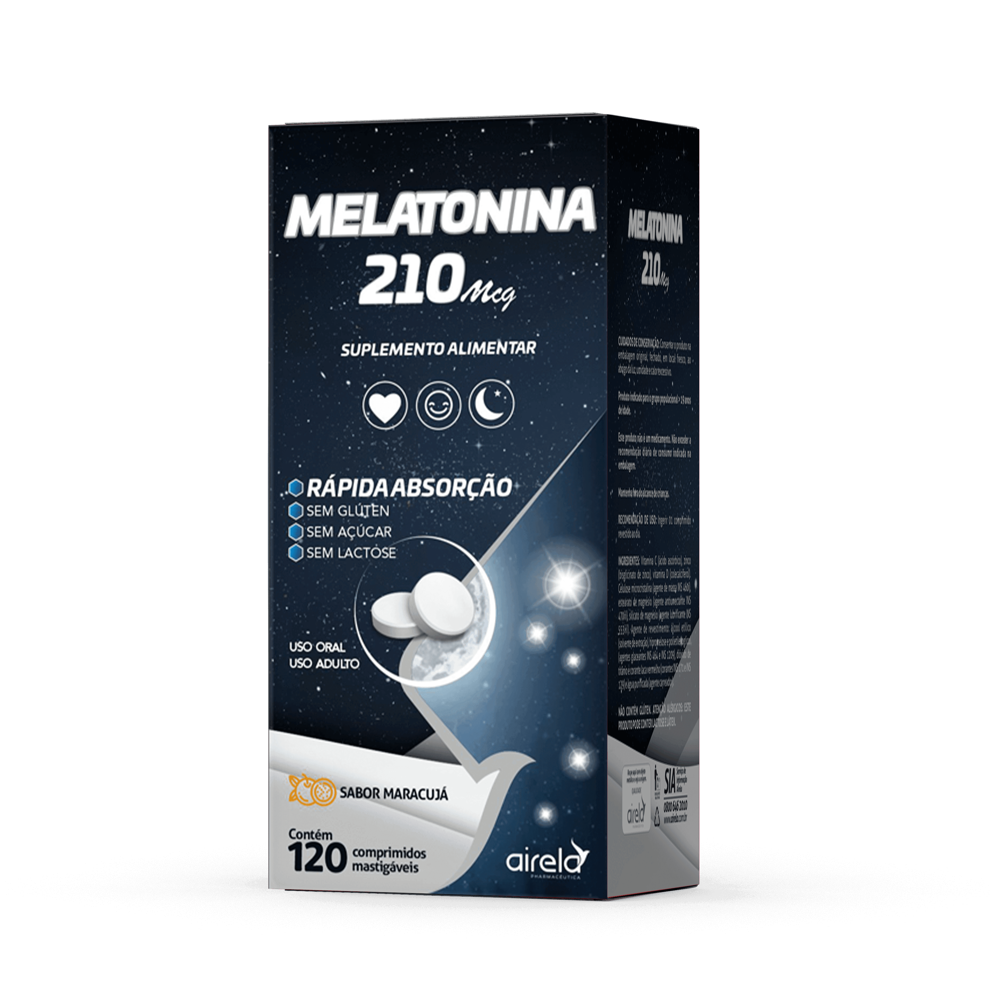 Melatonina Comprimidos Melhora do Sono Airela Sono Natural - 120 Comprimidos - Macrofarma