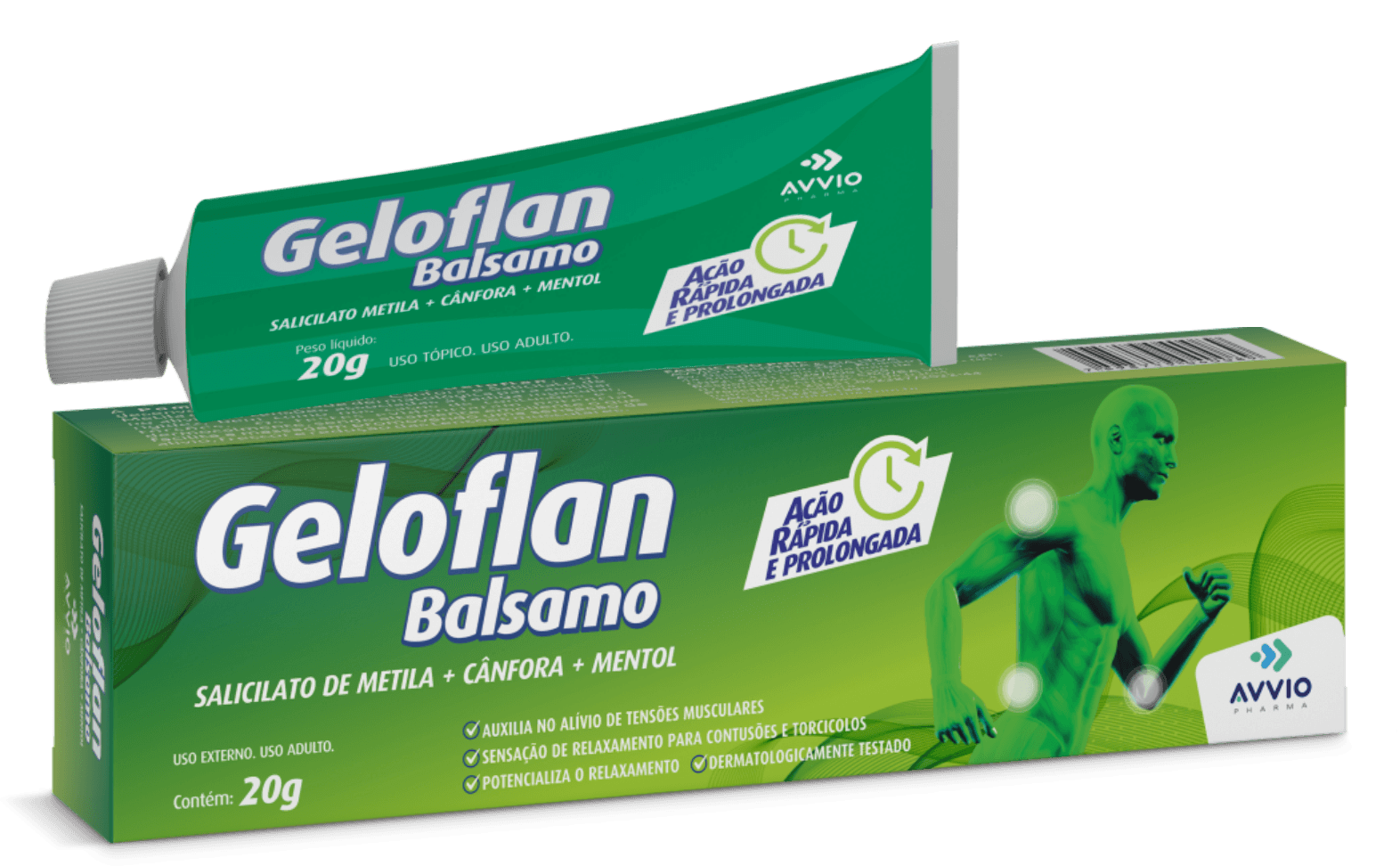 Geloflan Bálsamo Alívio Dores Musculares AVVIO Bem-estar - 20g - Macrofarma