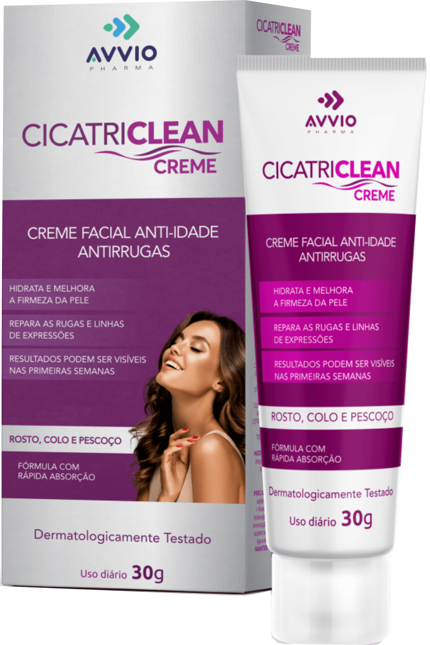 Creme Cicatriclean Cicatrização Rápida AVVIO Cuidado com a Pele - 30g - Macrofarma