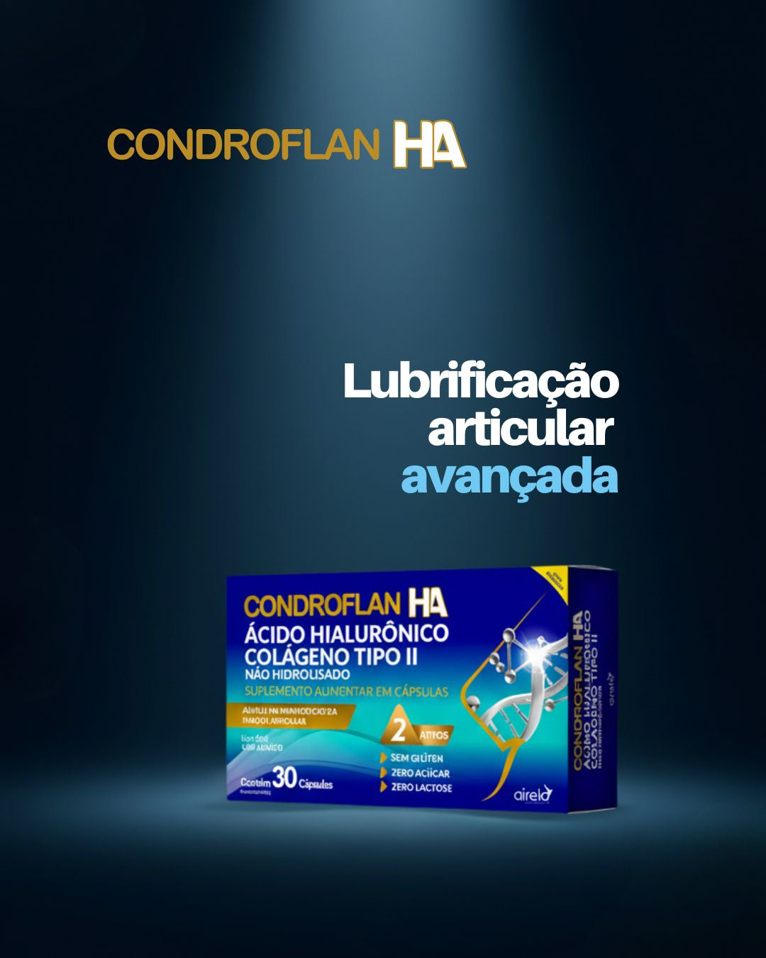 Condroflan Cápsulas HA Cart Flex Saúde Articular Airela Colágeno - 30 Cápsulas