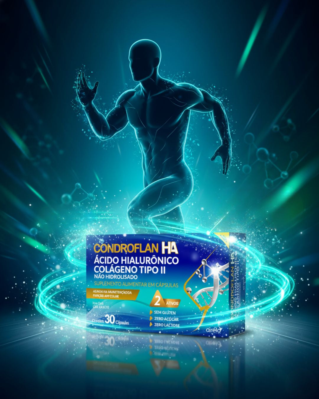 Condroflan Cápsulas HA Cart Flex Saúde Articular Airela Colágeno - 30 Cápsulas