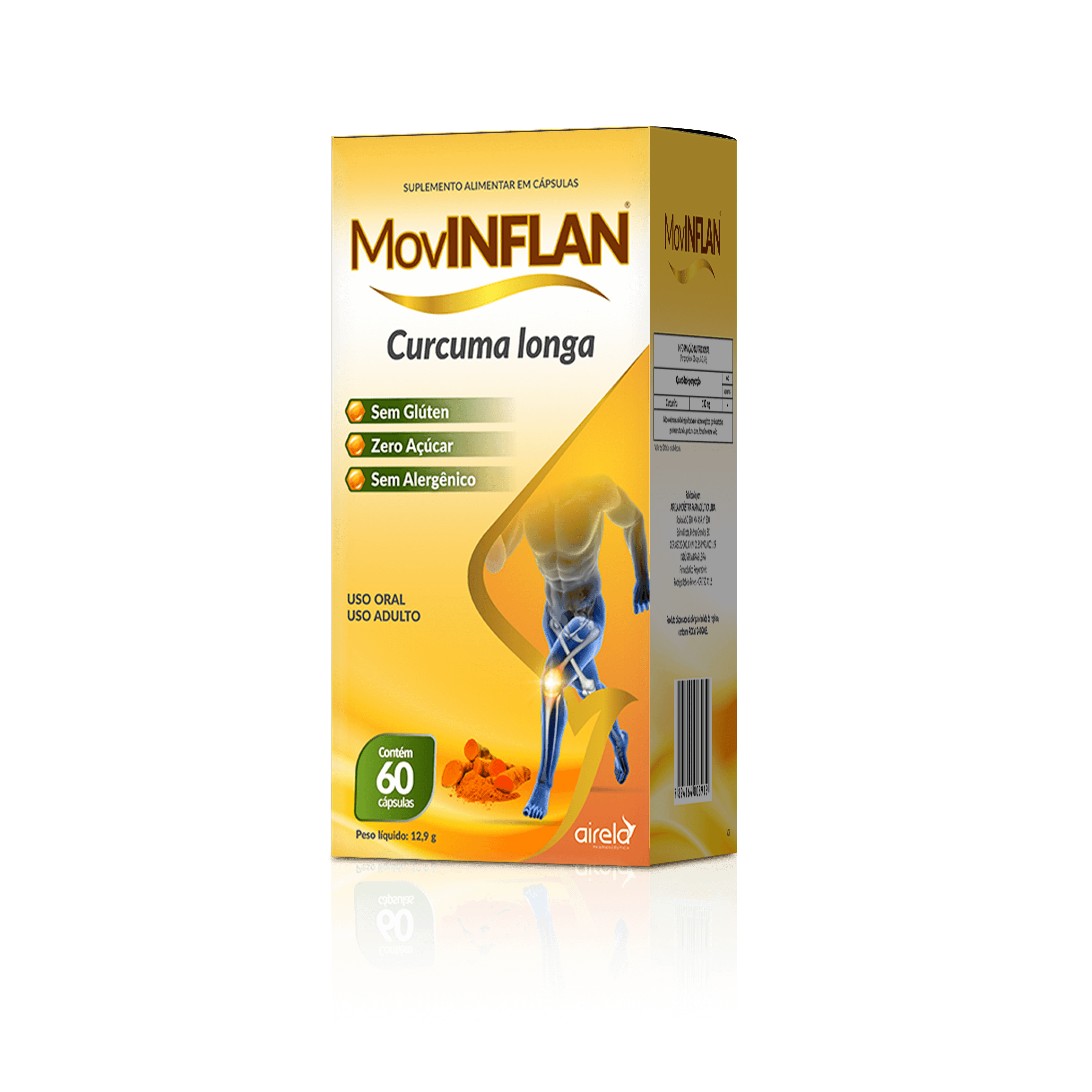 Movinflan Cápsulas Saúde Articular Airela Cúrcuma - 60 Cápsulas - Macrofarma