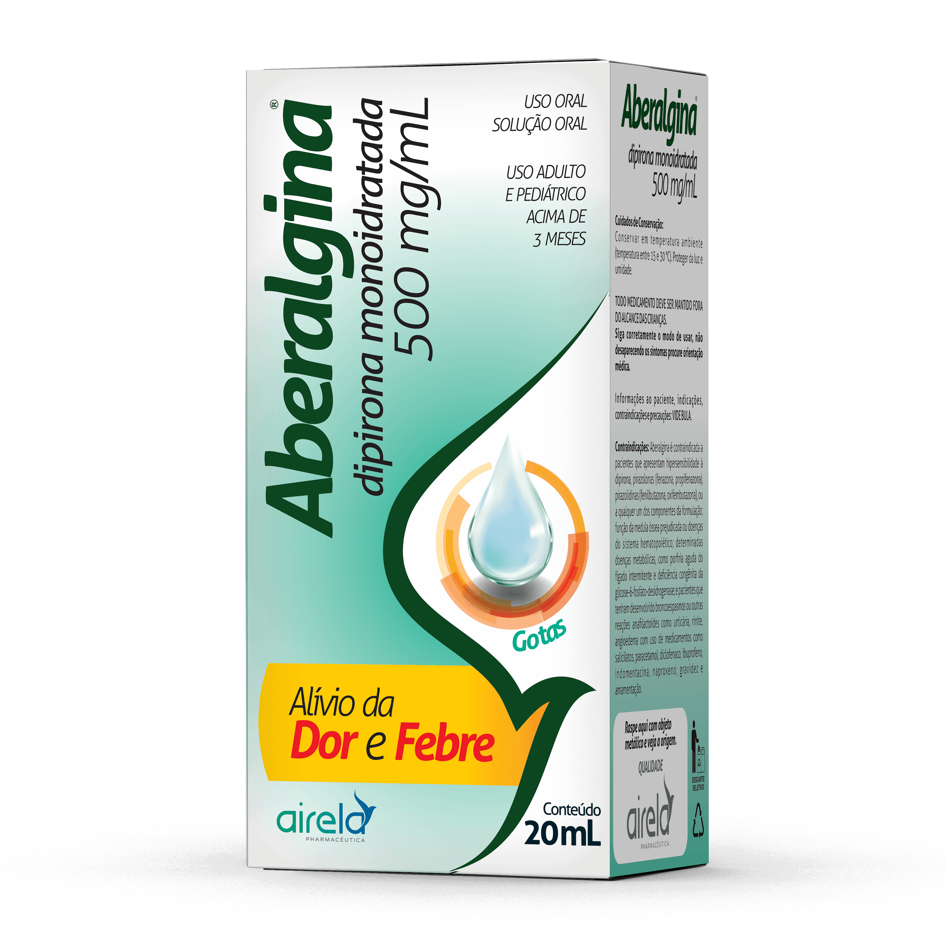 Aberalgina Medicamento Alívio da Dor & Febre Airela Analgésico - 20ml - Macrofarma