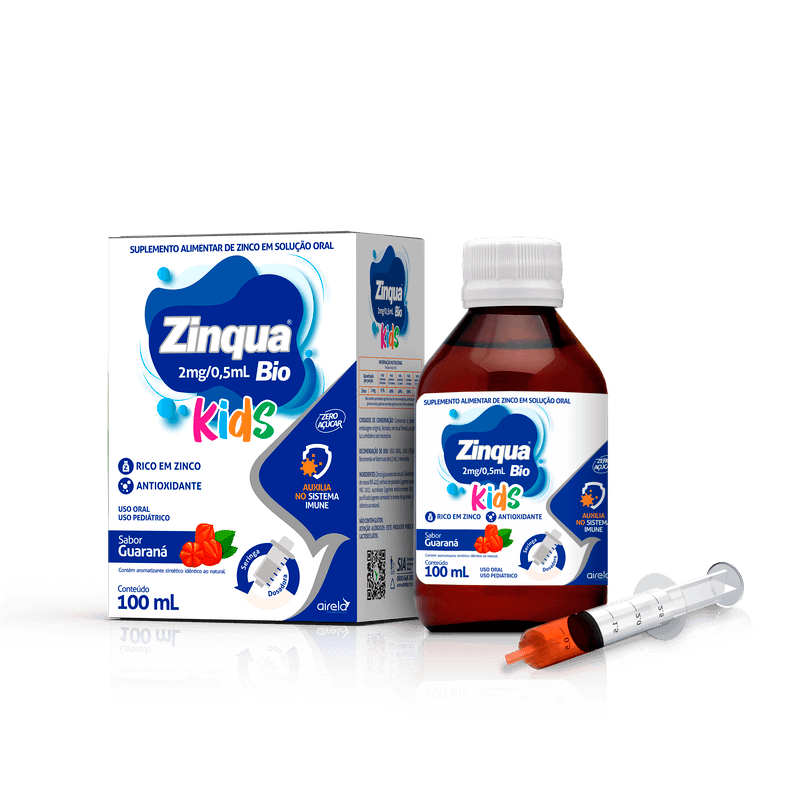 Zinqua Solução Kids Fortalecimento Imunológico Airela Zinco - 100ml - Macrofarma
