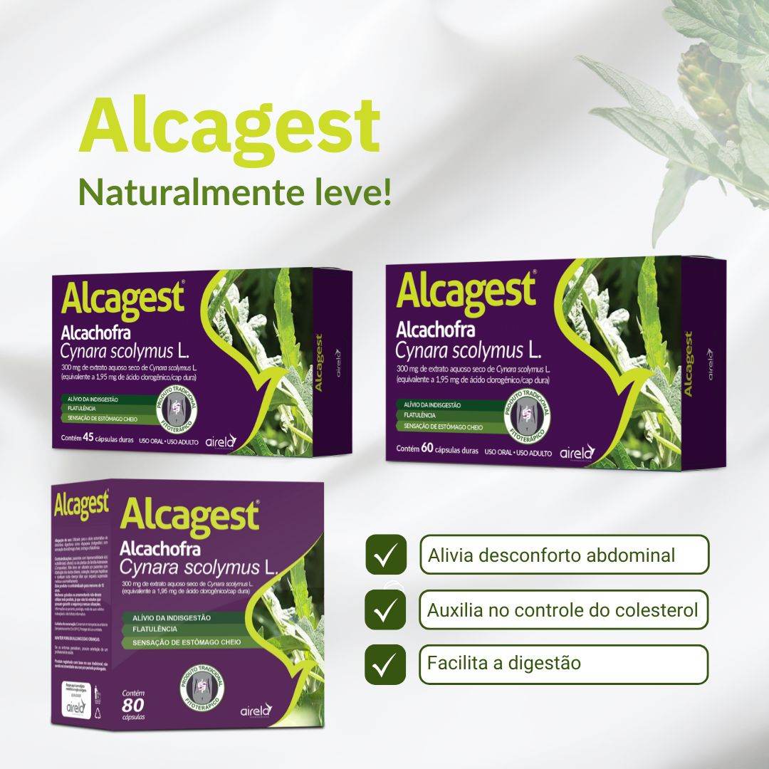 Alcagest Cápsulas Saúde Digestiva Airela Alcachofra - 45 Cápsulas - Macrofarma