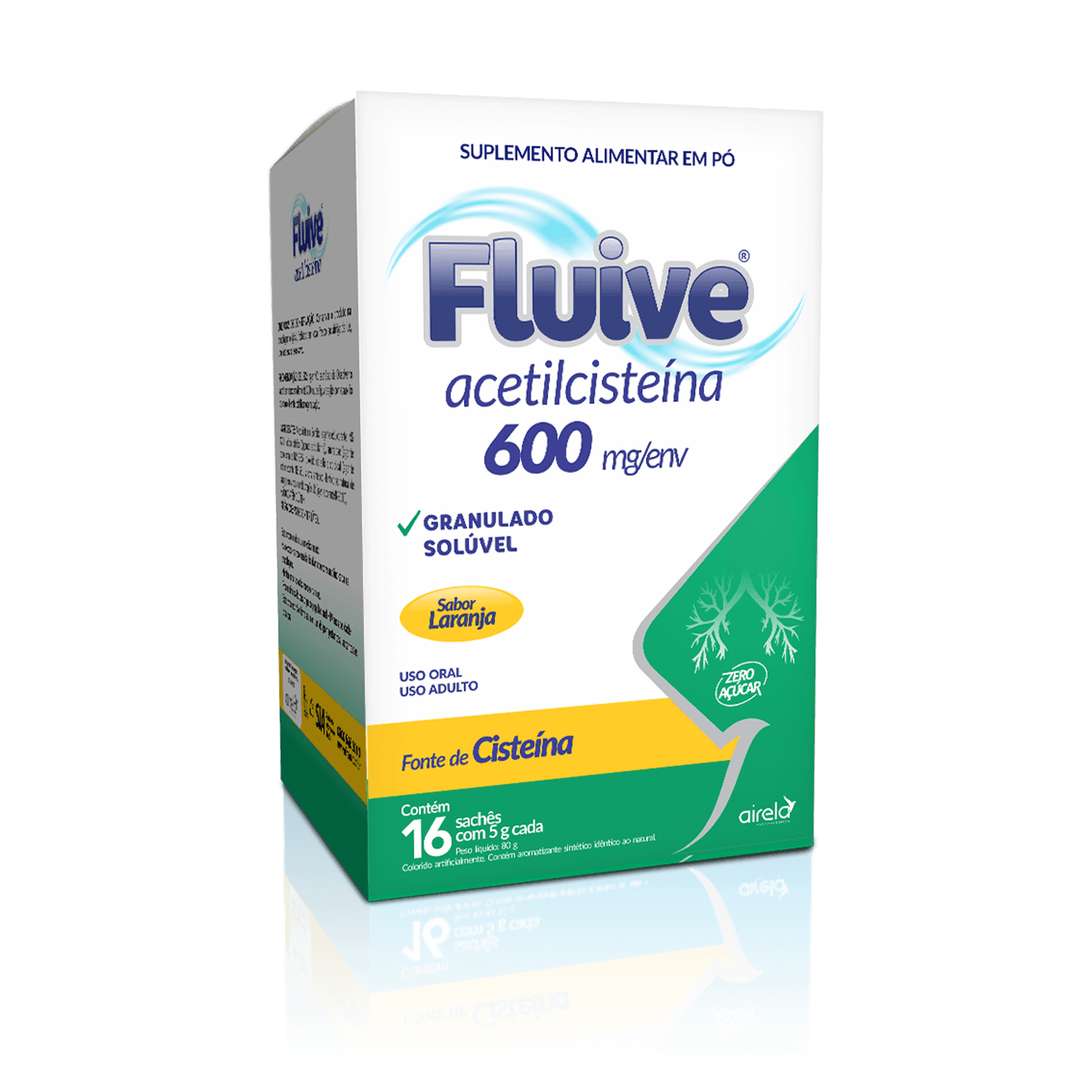 Fluive Sachês Saúde Respiratória Airela Acetilcisteína - 16 Envelopes 600mg - Macrofarma