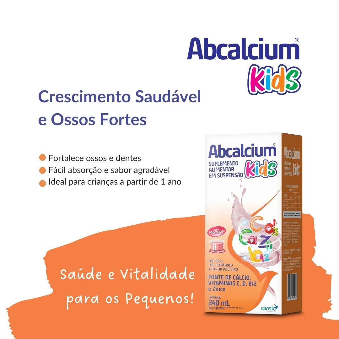 Abcalcium Suplemento Kids Fortalecimento Ósseo Airela Cálcio - 240ml - Macrofarma