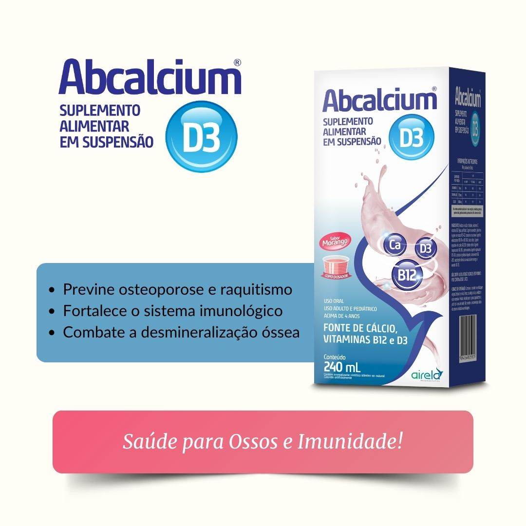 Abcalcium Suplemento D+ Fortalecimento Ósseo Airela Cálcio - 240ml - Macrofarma