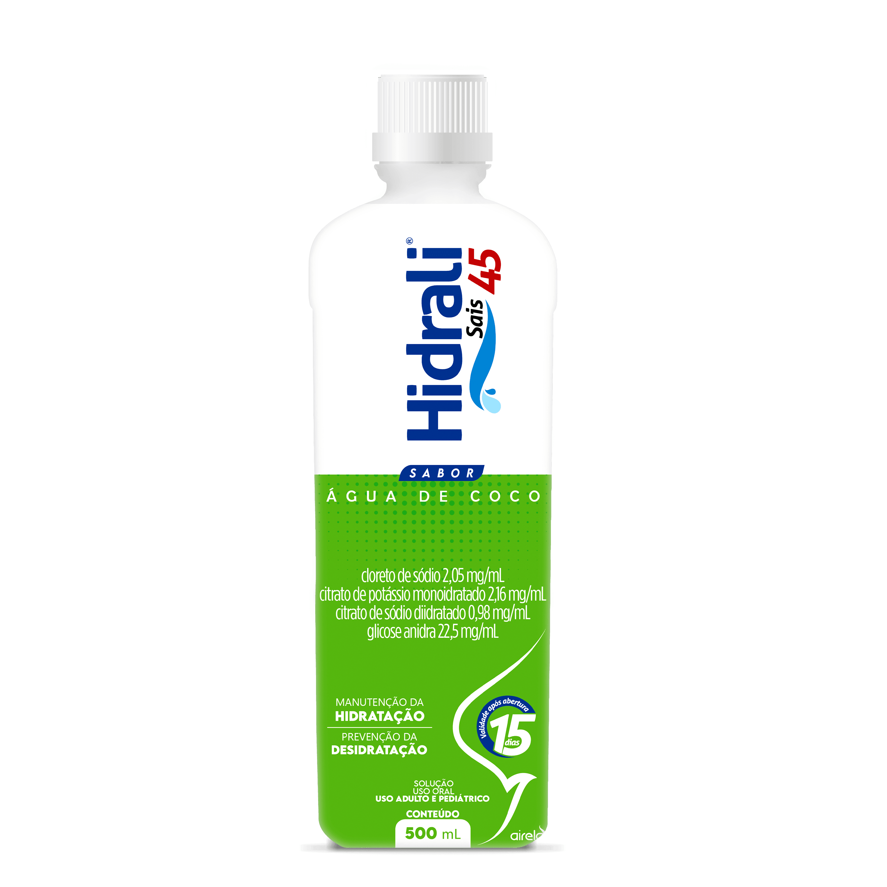 Hidrali Repositor Água de Coco Reposição Hidroeletrolítica Airela Reidratante - 500ml - Macrofarma