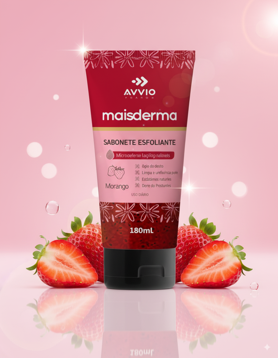 Sabonete Líquido Esfoliante Maisderma Morango 180ml - Avvio Pharma