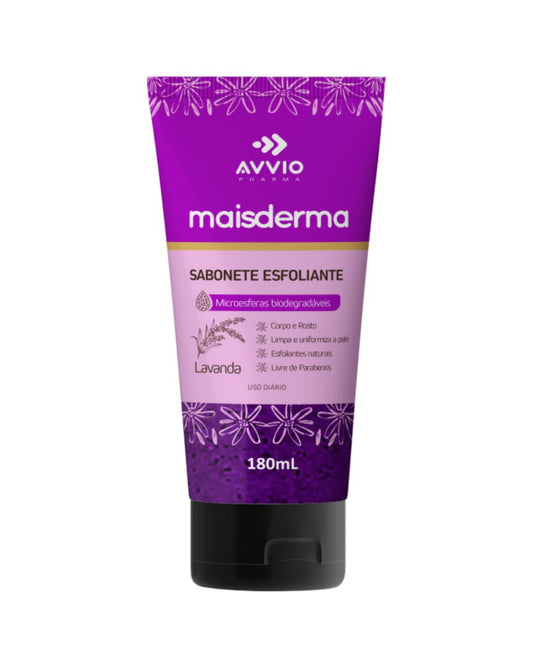 Sabonete Líquido Esfoliante Maisderma Lavanda Relaxamento Limpeza Profunda Aroma Calmante AVVIO Bem-estar - 180ml