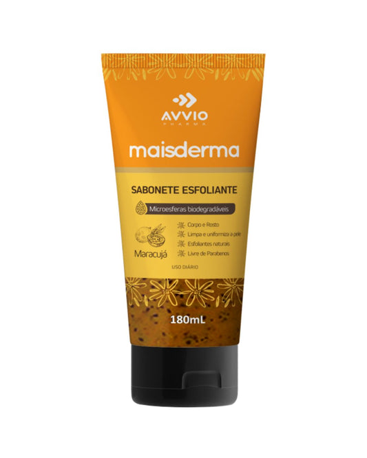 Sabonete Líquido Esfoliante Maisderma Maracujá Revitalização Aroma Tropical AVVIO Cuidado com a Pele - 180ml