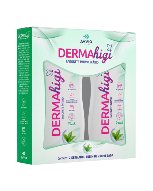 Sabonete Líquido Int Fresh Dermahigi Limpeza Delicada pH Natural Fragrância Refrescante AVVIO Cuidado Íntimo - 2x200ml