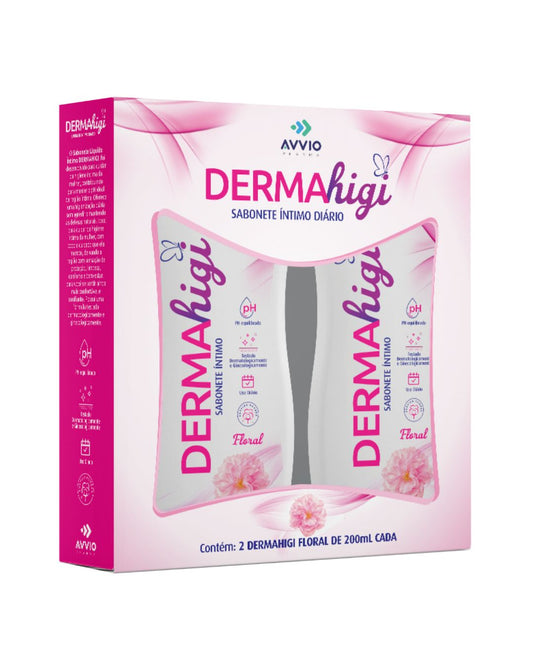 Sabonete Líquido Int Floral Dermahigi Limpeza Delicada Aroma Floral AVVIO Cuidado Íntimo - 2x200ml