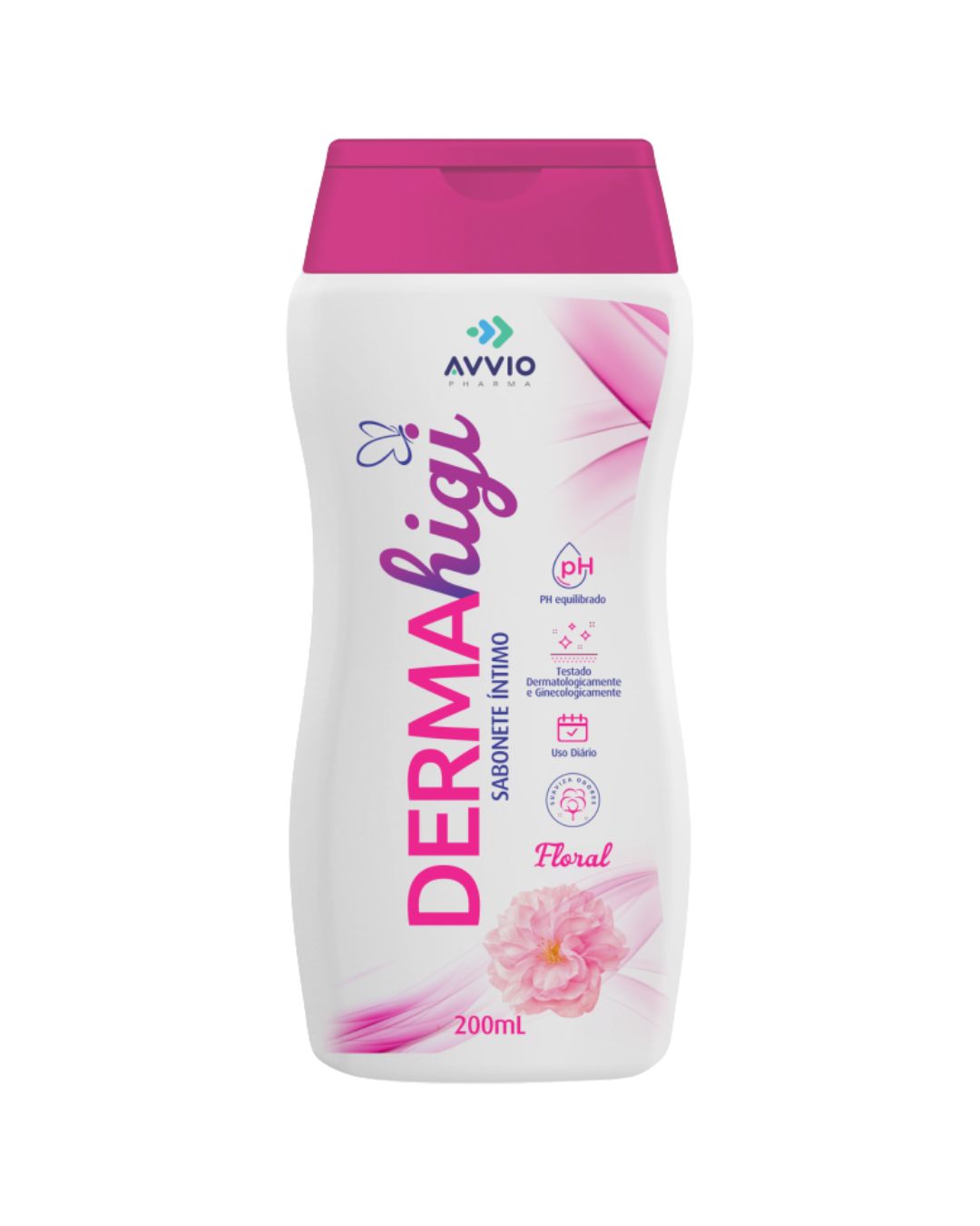 Dermahigi Sabonete Líquido Íntimo Floral Limpeza Delicada Aroma Floral AVVIO Cuidado Íntimo - 200ml