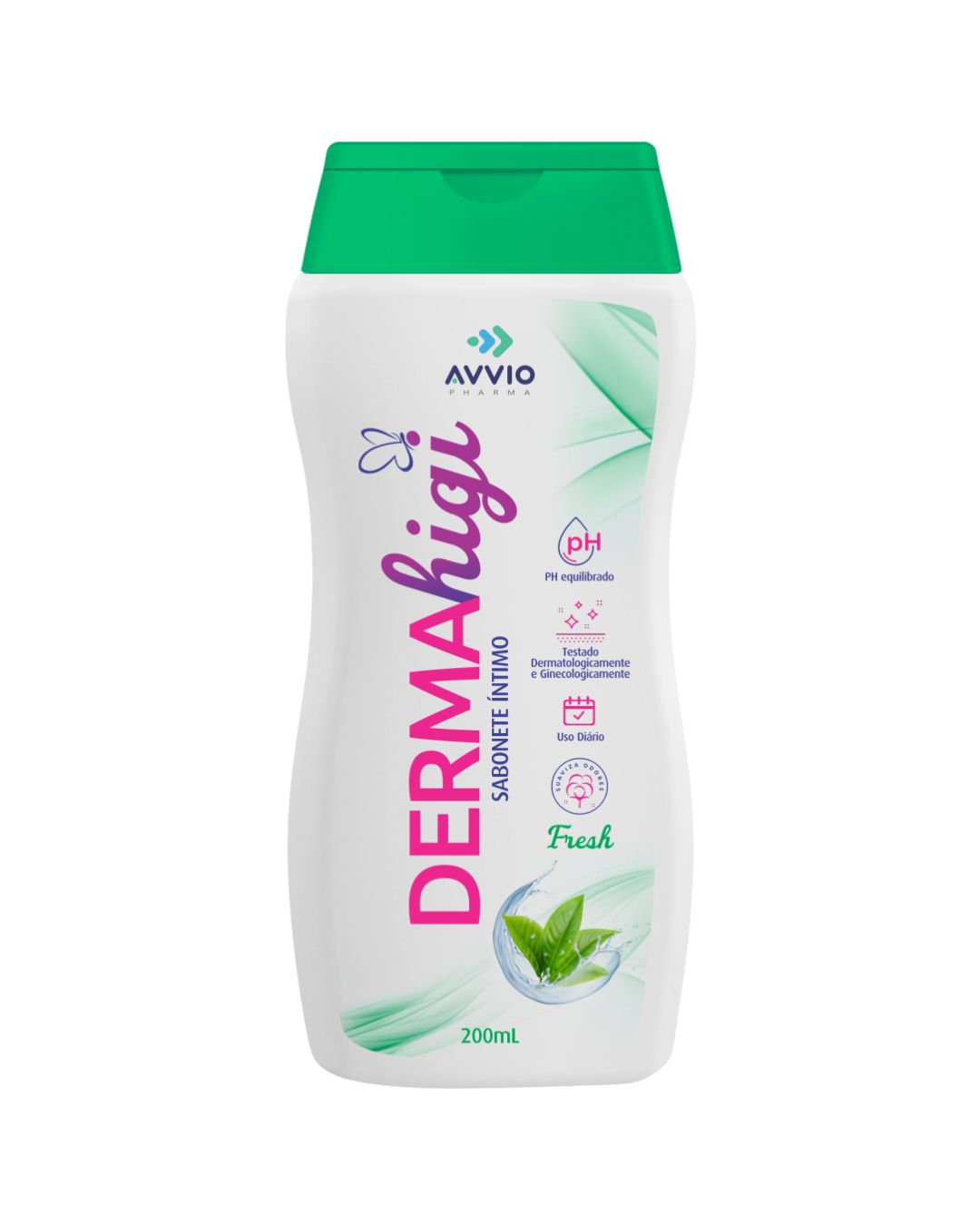 Dermahigi Sabonete Líquido Íntimo Fresh Limpeza Delicada Fragrância Refrescante AVVIO Cuidado Íntimo - 200ml