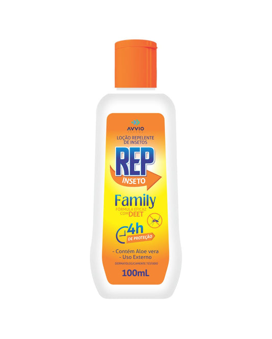 REP Inseto Loção DEET 100ml Family Formula - Repelente 4h Proteção com Aloe Vera