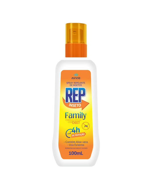 REP Inseto Spray DEET 100ml Family Formula - Repelente 4h Proteção com Aloe Vera