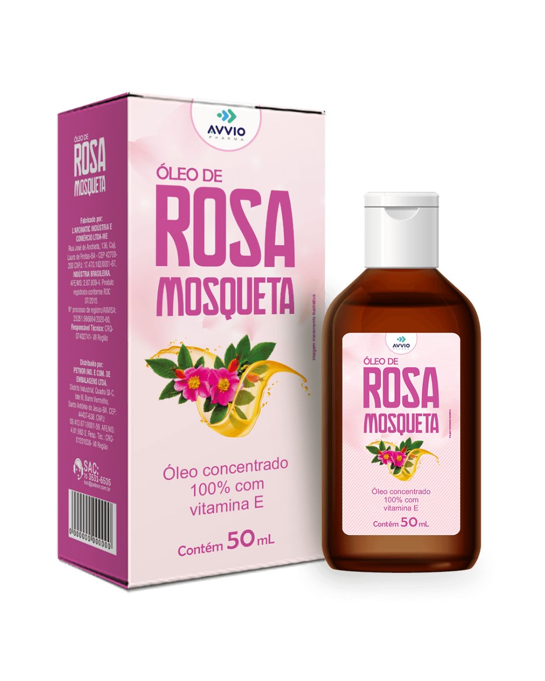 Óleo Rosa Mosqueta com Vitamina E Avvio - 100% Cncentrado 50ml
