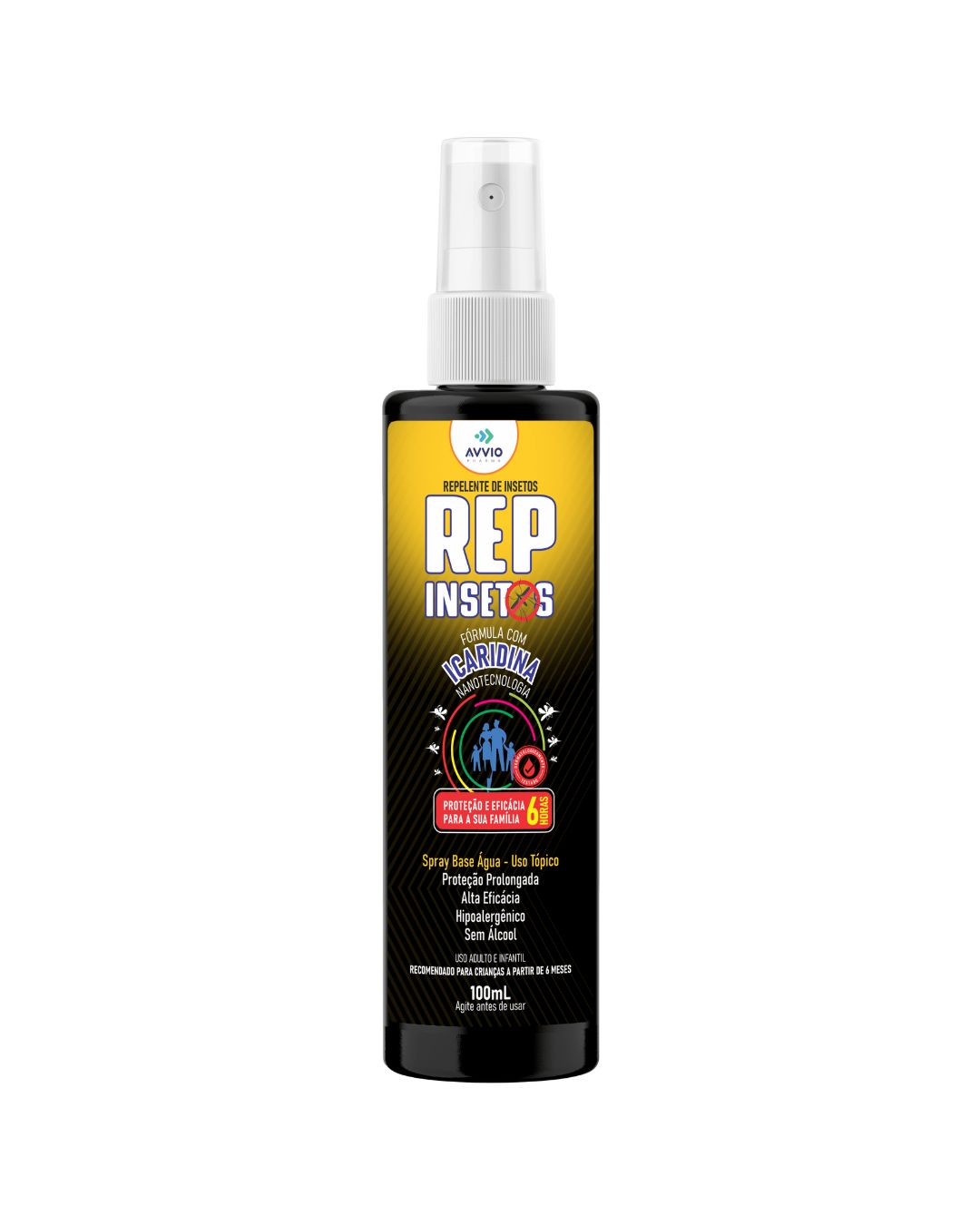 REP Repelente Familiar Avançado Avvio Icaridina com Nanotecnologia Spray Sem Álcool Hipoalergênico 100m