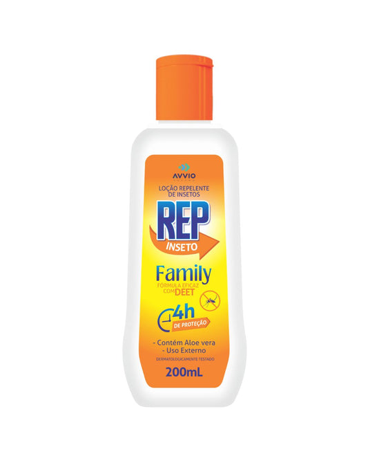 REP Inseto Loção DEET 200ml Family Formula - Repelente Cremoso 4h Proteção Econômico