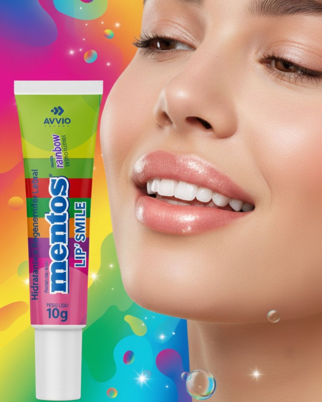 Mentos Lip'Smile Rainbow - Hidratante e Regenerador Labial AVVIO 10g