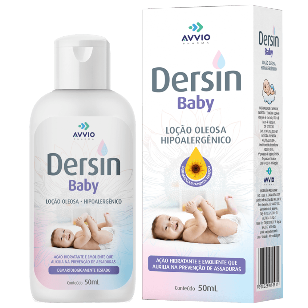 Dersin Baby Loção Oleosa Hidratação Suave AVVIO Cuidado Infantil - 50ml - Macrofarma