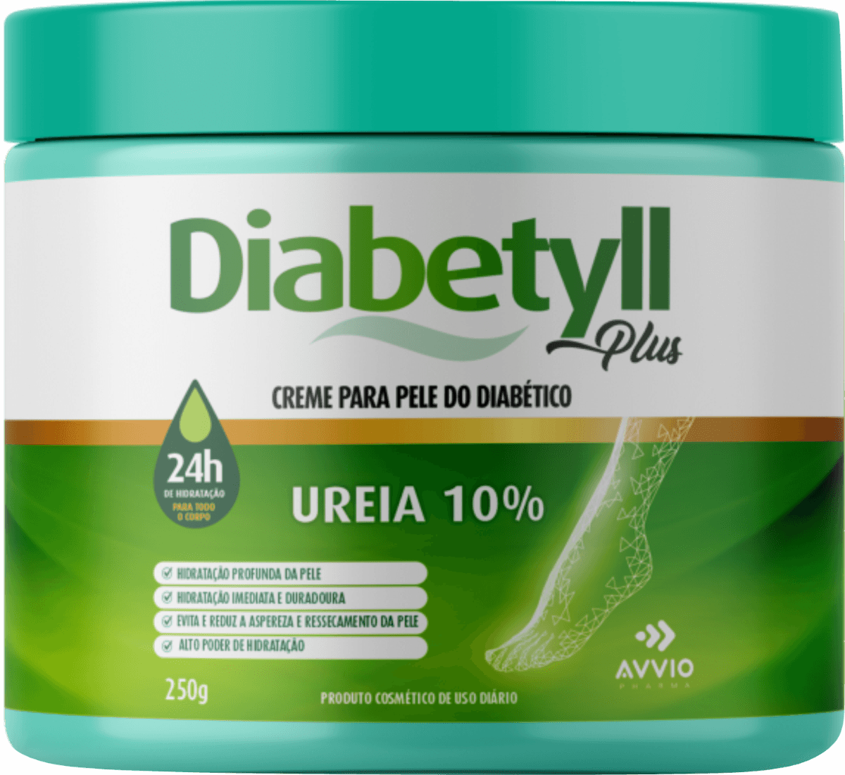 Diabetyll Plus Ureia 10% Hidratação Reparadora AVVIO Pele Sensível - 250g - Macrofarma