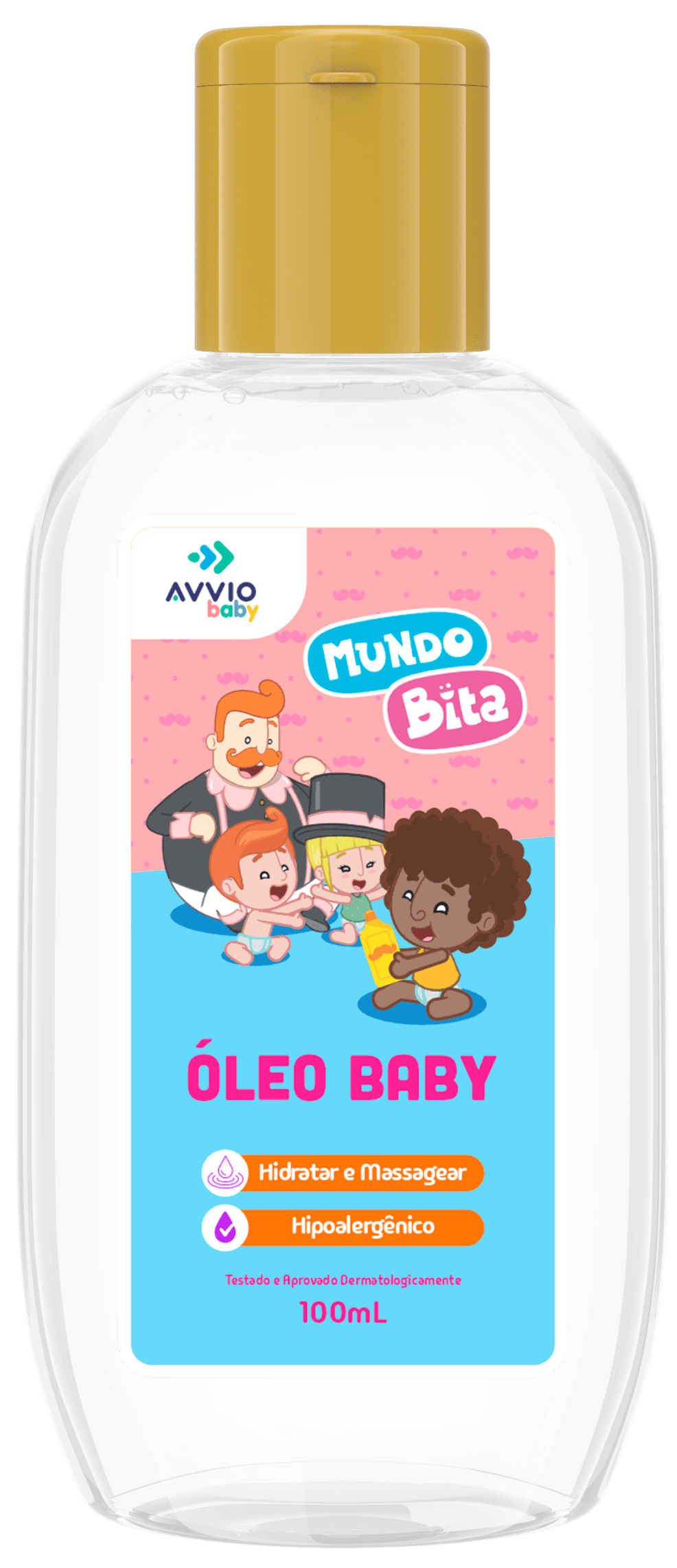 Óleo Baby Com Vitamina E Mundo Bita Hidratação Nutrição AVVIO Cuidado Infantil - 100ml - Macrofarma