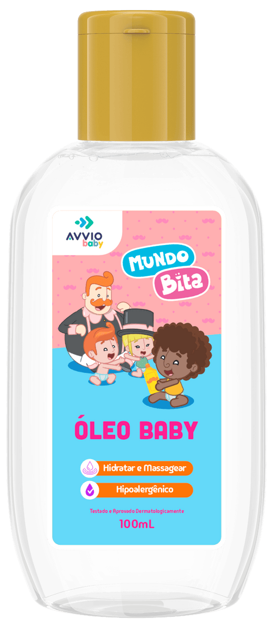 Óleo Baby Com Vitamina E Mundo Bita Hidratação Nutrição AVVIO Cuidado Infantil - 100ml - Macrofarma
