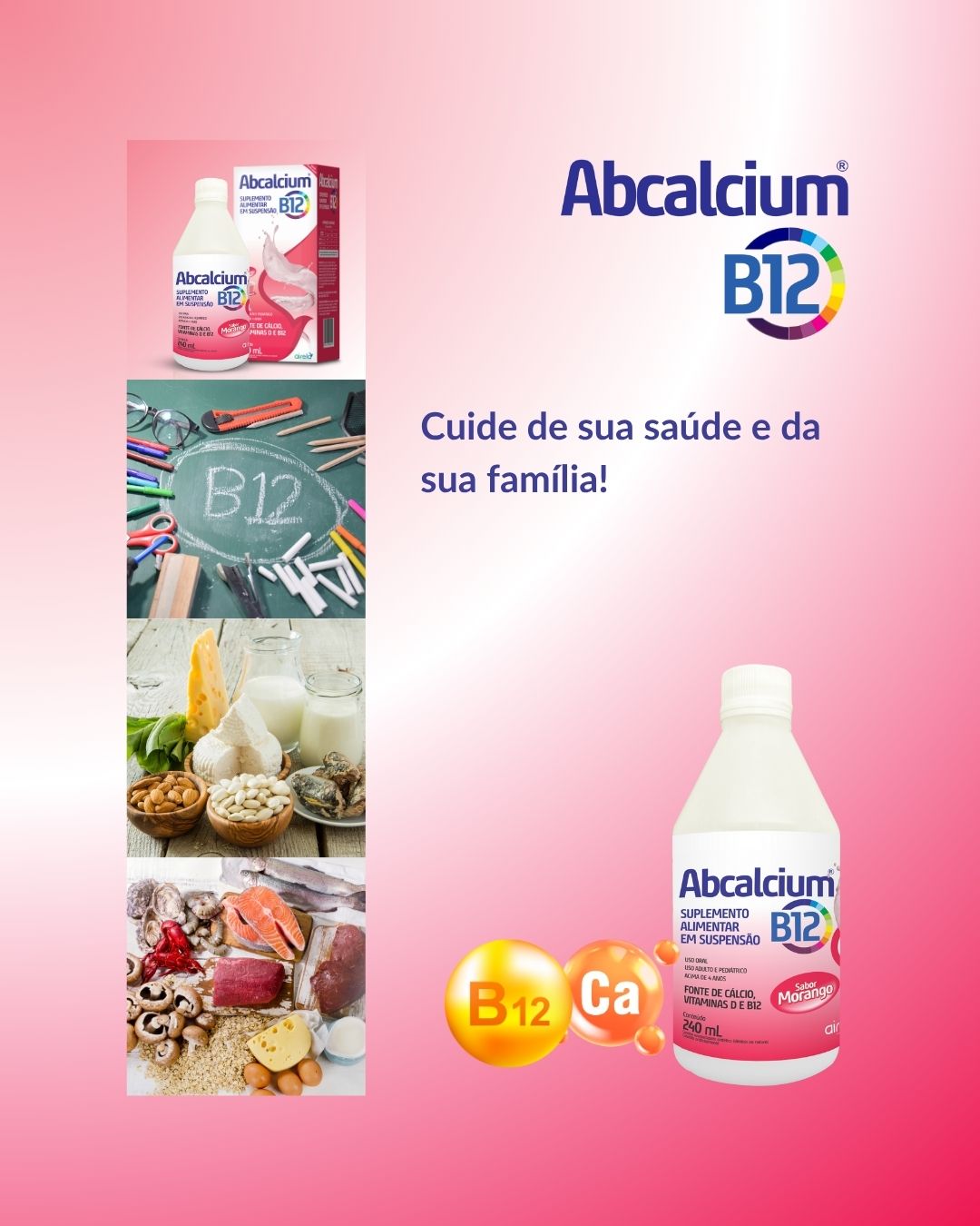 Abcalcium B12 Cálcio Suplemento Saúde Óssea Airela - 240ml