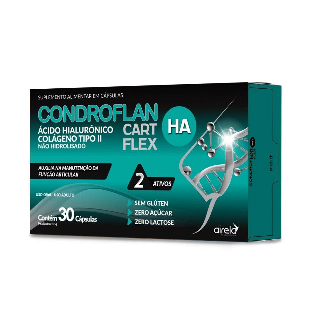 Condroflan Cápsulas HA Cart Flex Saúde Articular Airela Colágeno - 30 Cápsulas - Macrofarma