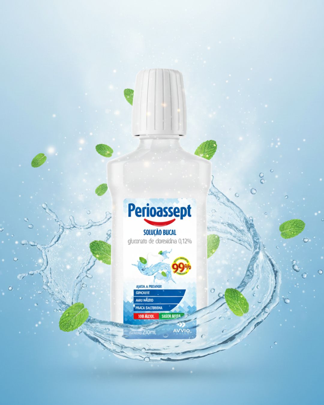 Antisséptico Bucal Perioassept sem Álcool Higiene Bucal Proteção AVVIO Saúde Bucal - 250ml