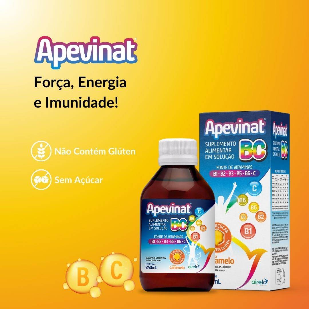 Apevinat Suplemento BC Fortalecimento Imunológico Airela Complexo B - 240ml - Macrofarma