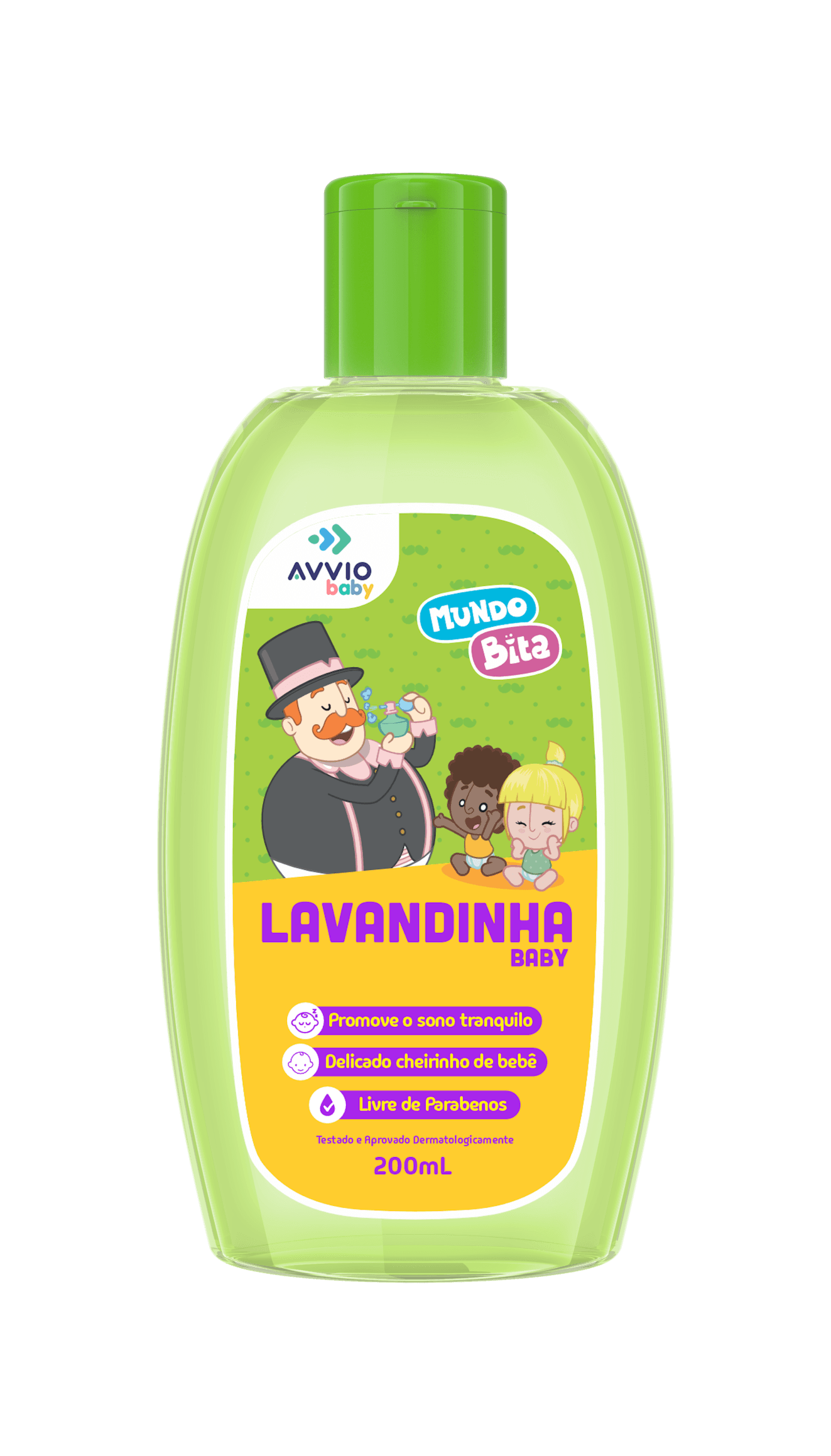 Lavandinha Baby Mundo Bita Hidratação Suave AVVIO Cuidado Infantil - 200ml - Macrofarma