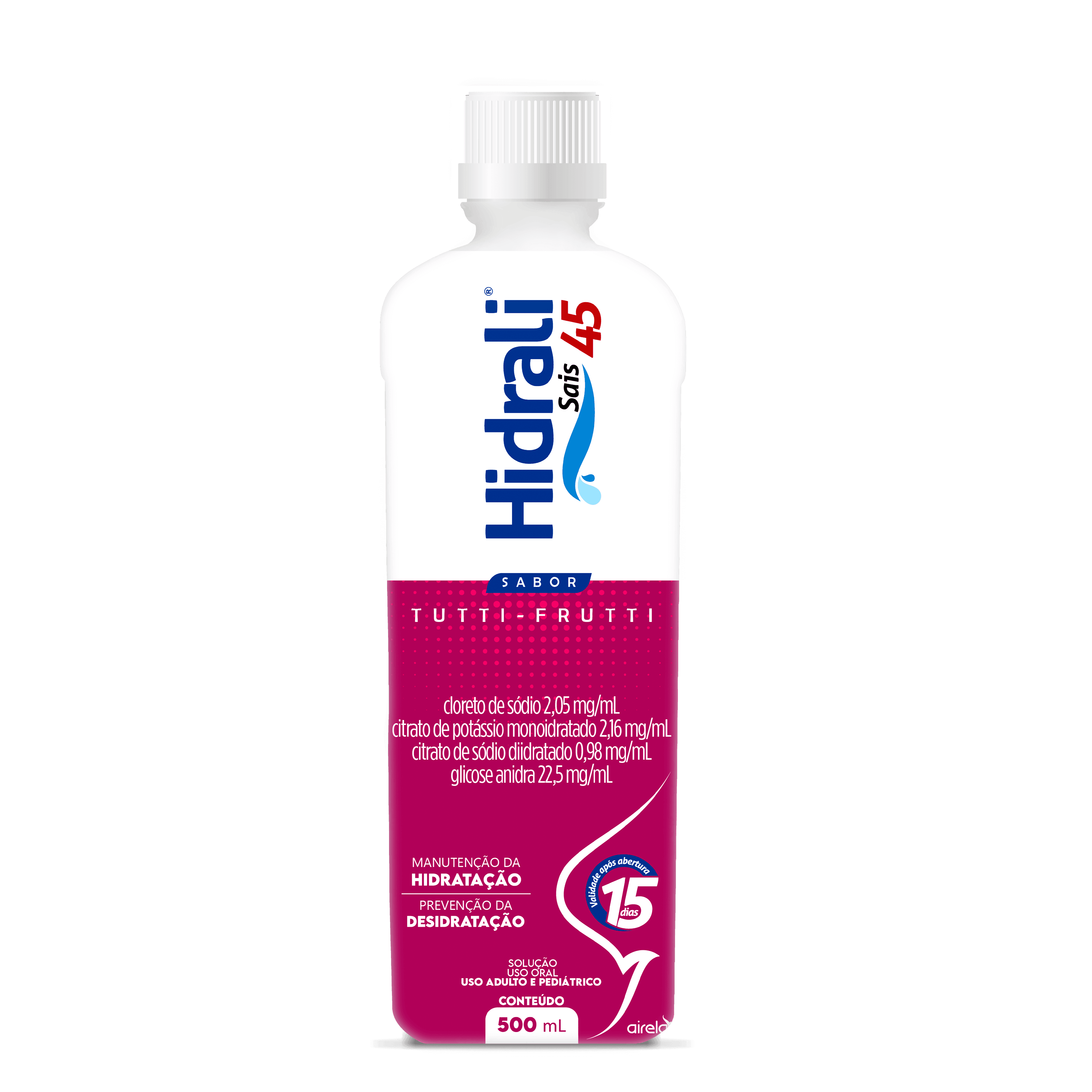 Hidrali Repositor Tutti Frutti Reposição Hidroeletrolítica Airela Reidratante - 500ml - Macrofarma