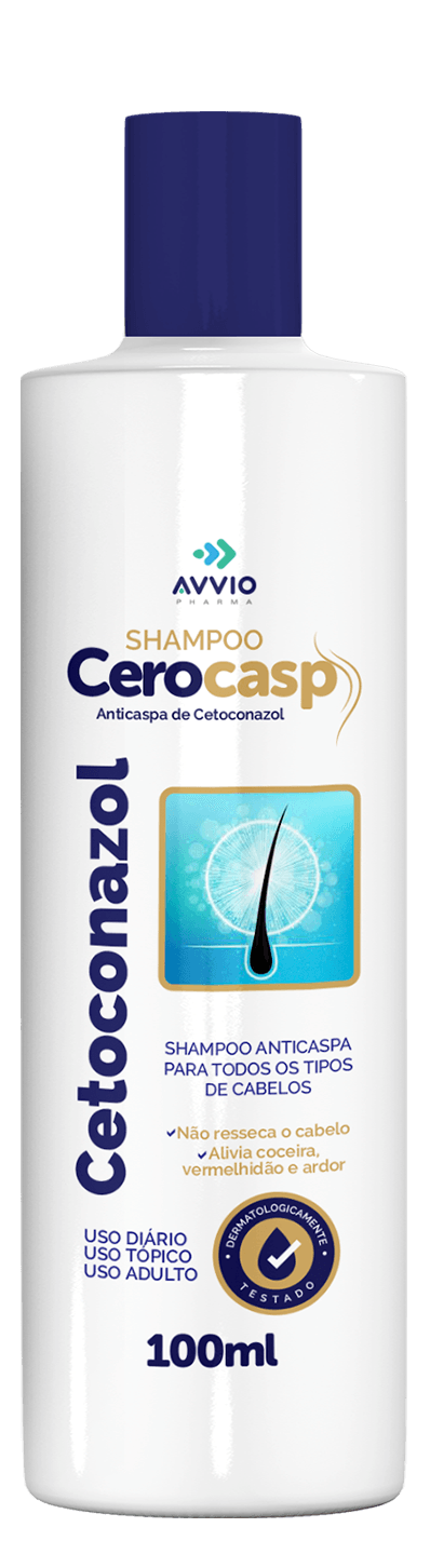 Cerocasp Shampoo Cetoconazol 1% Tratamento Anticaspa Saúde Capilar AVVIO - 100ml - Macrofarma