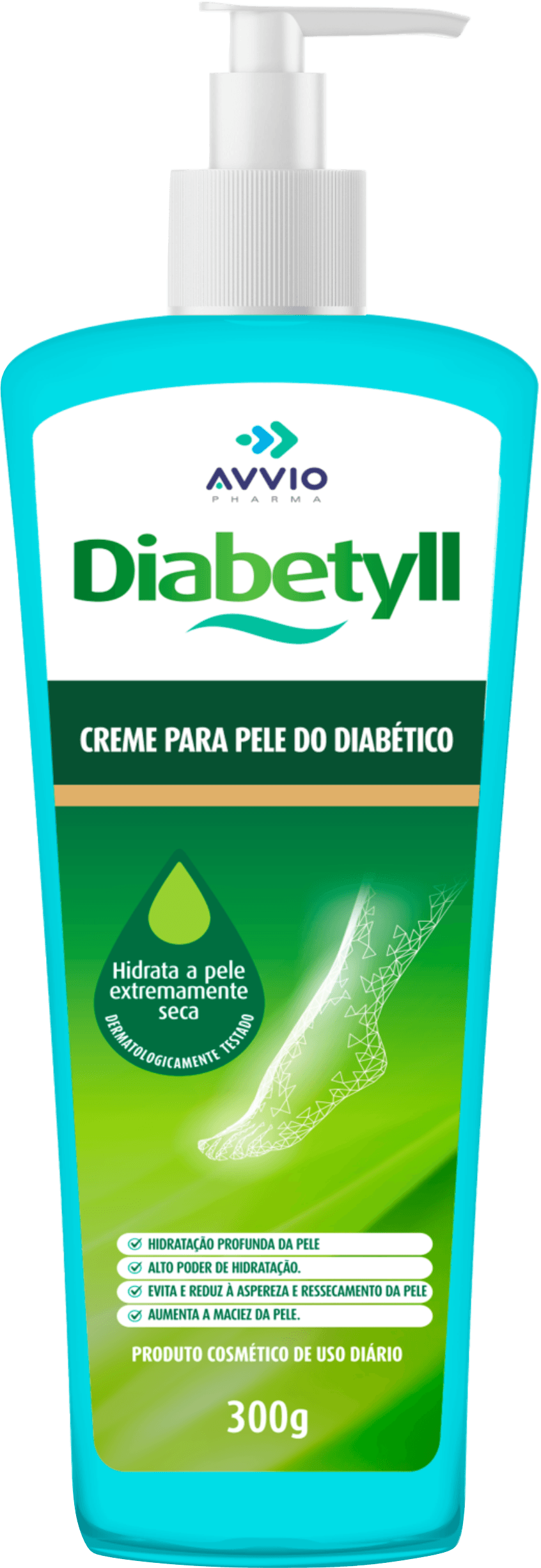 Creme Diabetyll Hidratação Reparadora AVVIO Pele Sensível - 300g - Macrofarma
