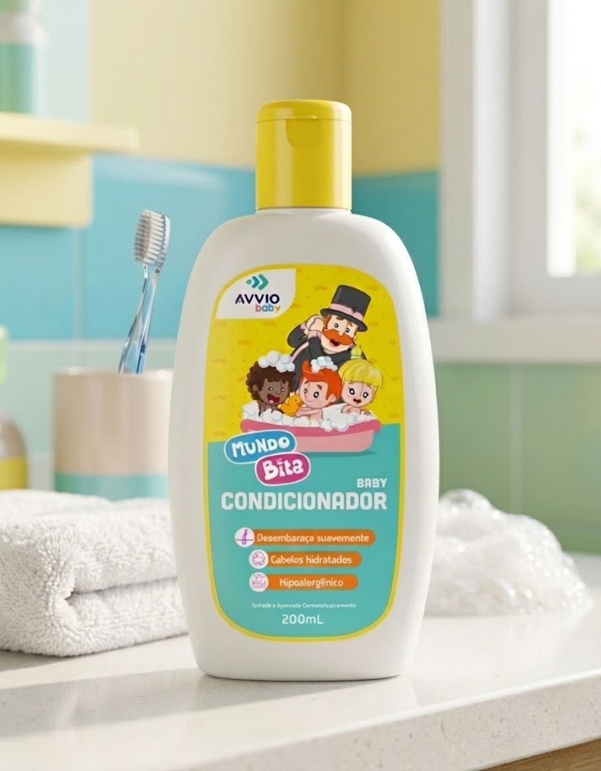 Condicionador Baby Mundo Bita Hidratação Nutrição AVVIO Cuidado Infantil - 200ml
