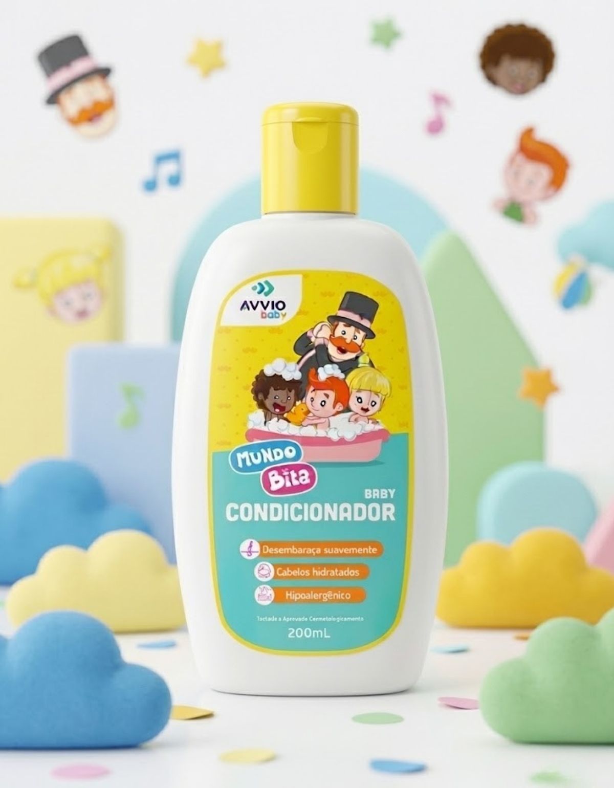 Condicionador Baby Mundo Bita Hidratação Nutrição AVVIO Cuidado Infantil - 200ml