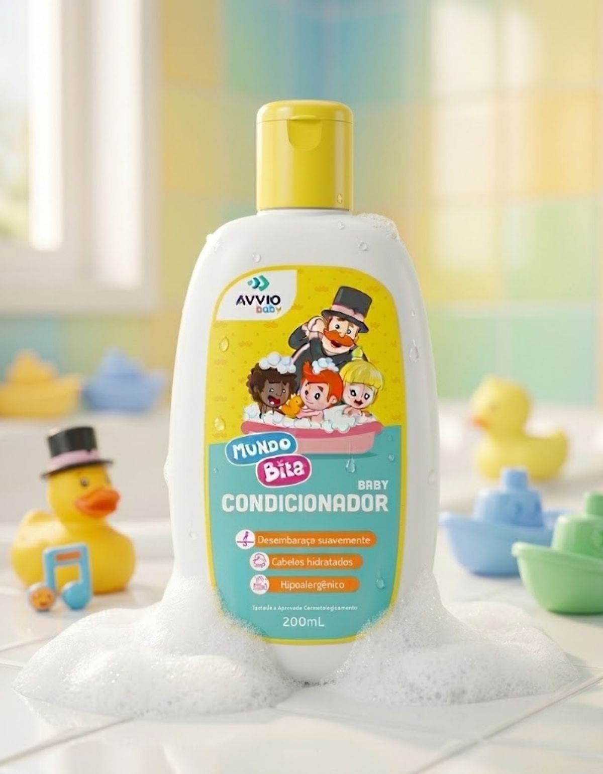 Condicionador Baby Mundo Bita Hidratação Nutrição AVVIO Cuidado Infantil - 200ml